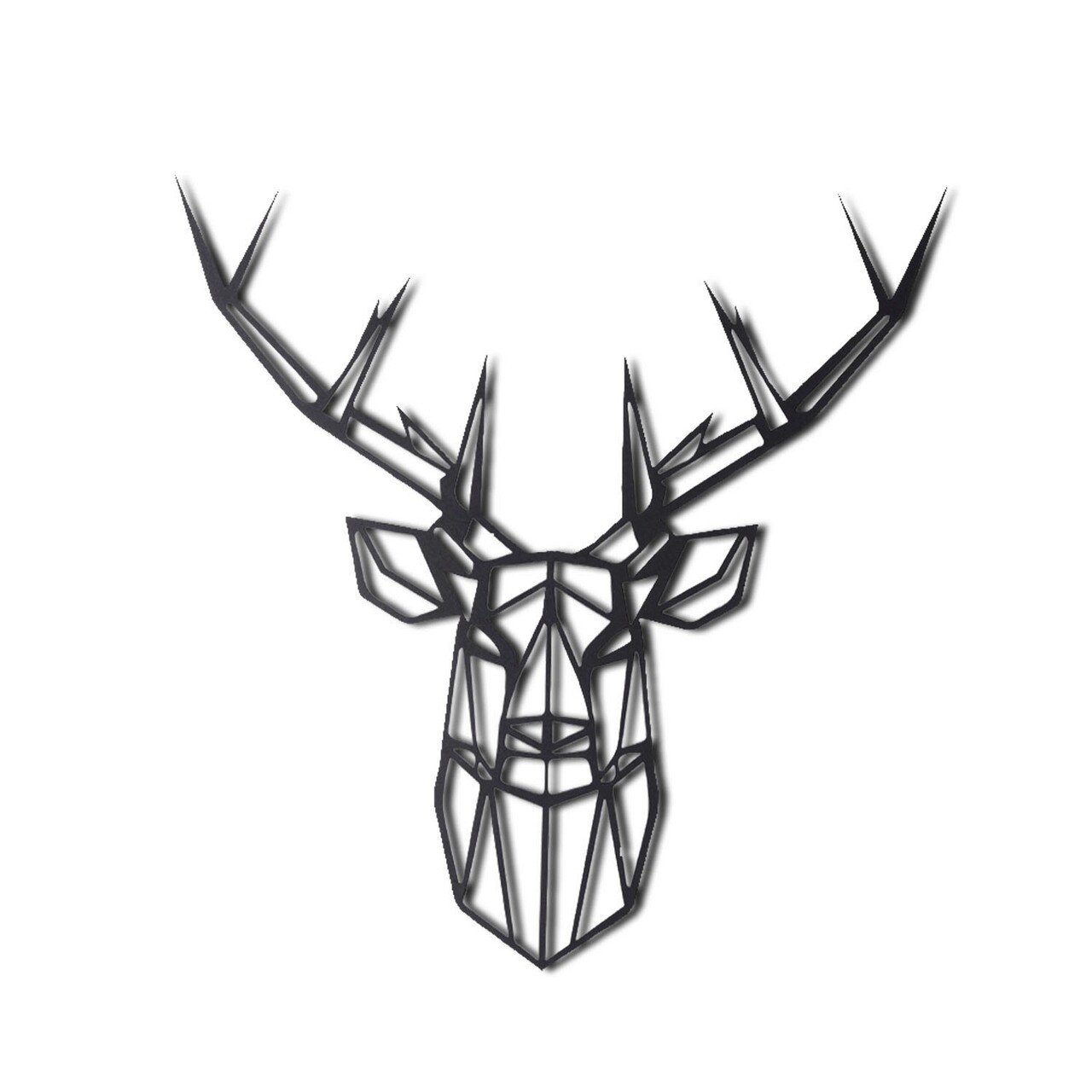 Decoratiune de perete, Stag 2, Metal, Dimensiune: 49 x 49 cm, Negru - 1 | YEO