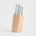 Set 5 cutite + suport Masterset, Homla, lemn/inox, natur/argintiu
