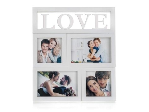Rama foto, Love, Home Decor, 4 fotografii, 28x31 cm, alb
