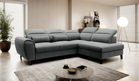 Coltar extensibil dreapta 4 locuri ELTAP, RT-05VER, Noble, 255x201x100 cm, lemn/poliester, gri inchis