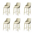 Set scaune de bar 6 piese, Charlotte, Enox, Metal, Crem / Aur