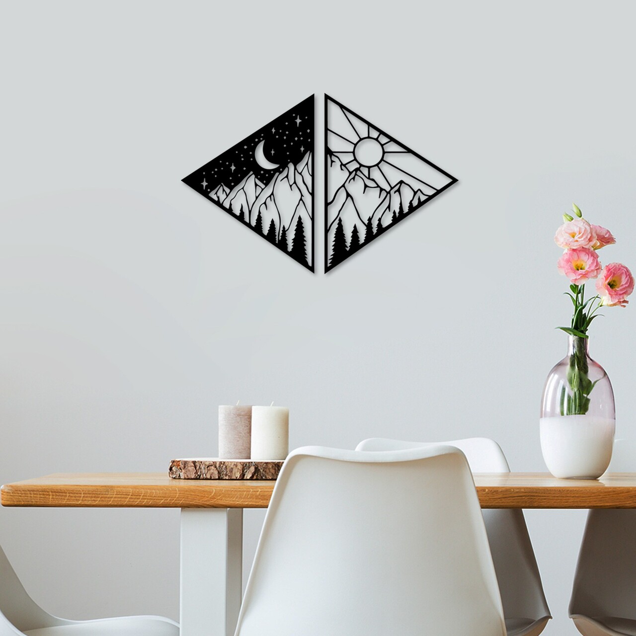 Decoratiune de perete, Day &amp; Night, Dimensiuni: 63 x 41 cm , Negru - view 2
