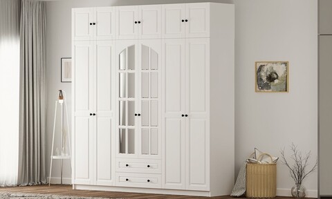 Dulap pentru haine, Rabi, Rb-185-16, 210x240x52 cm, Alb mat