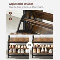 Cuier cu pantofar, Vasagle, Industrial Design, 9 agatatori, 85x30x180 cm, PAL/otel, maro