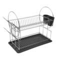 Scurgator de vase dublu cu suport tacamuri Versa, 42.5x23.5x36 cm, fier, gri