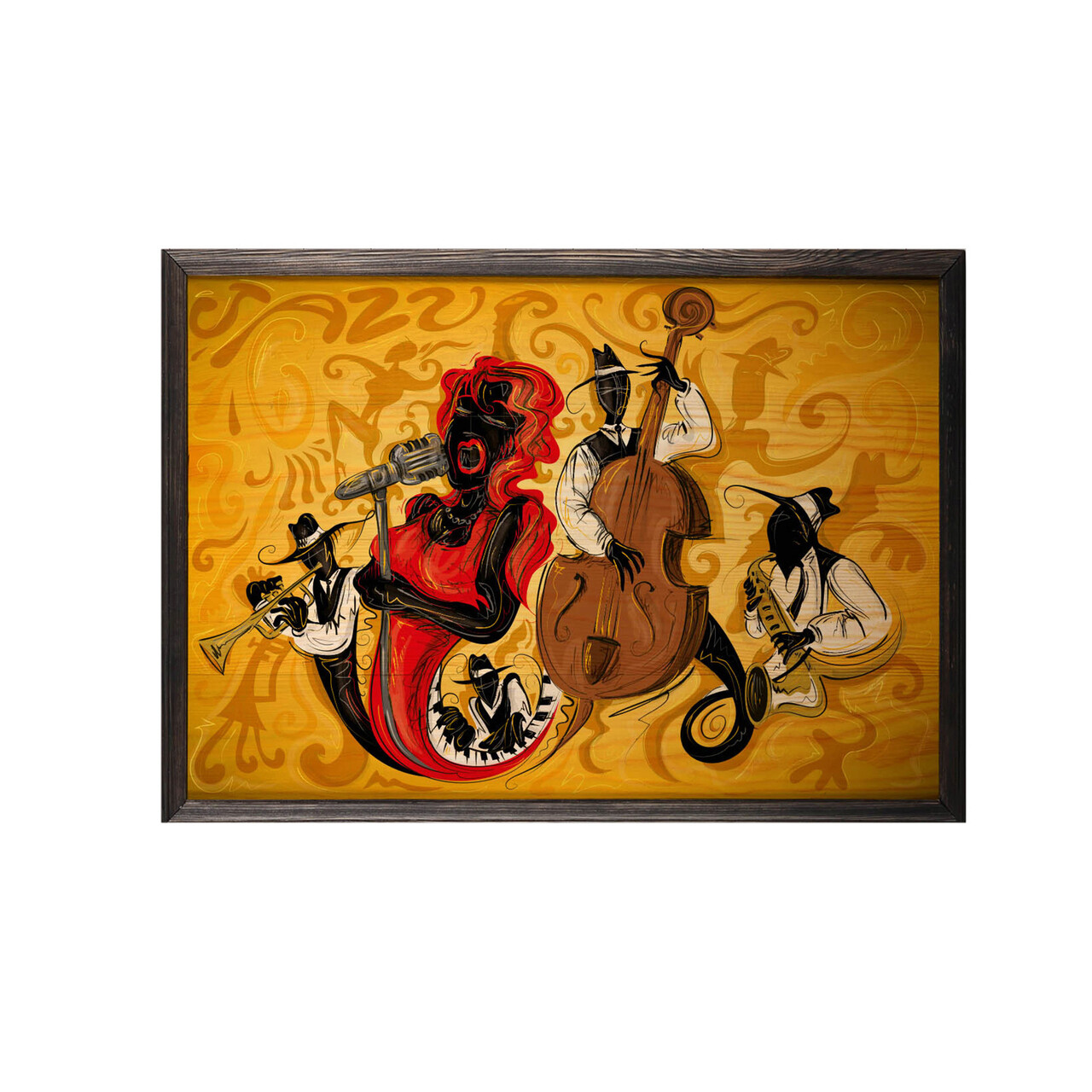 Tablou decorativ, Jazz Music Group XL, Lemn, Lemn, Multicolor - 1 | YEO
