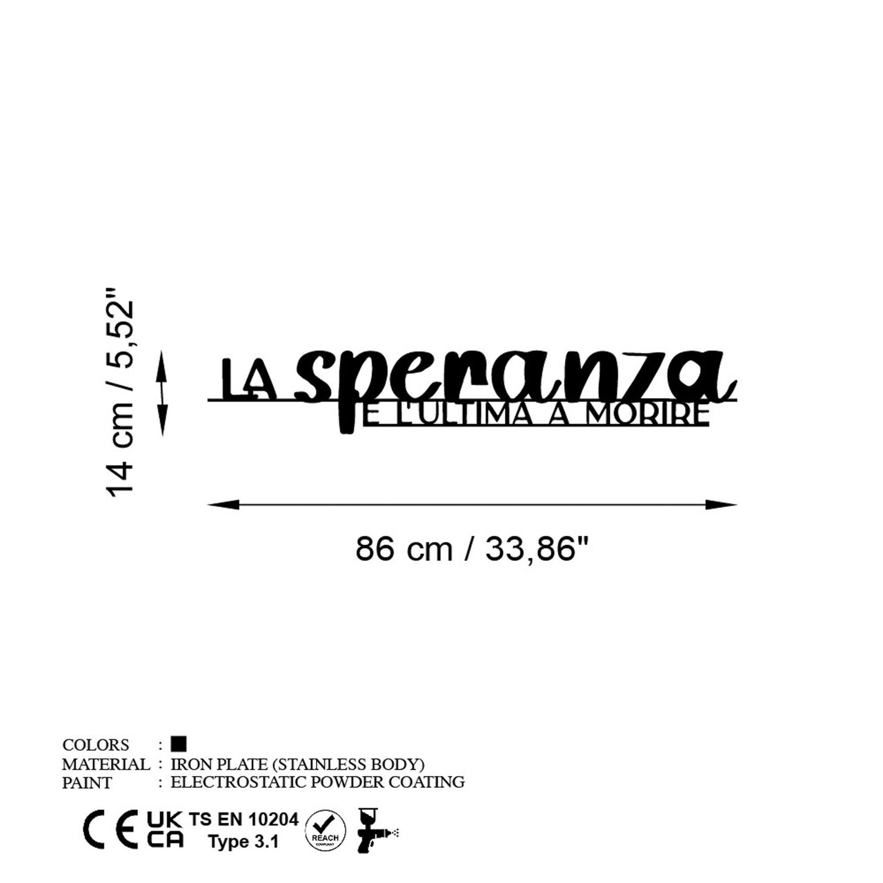 Decoratiune de perete, La Speranza 1, Dimensiuni: 86 x 14 cm, Negru — imaginea 6