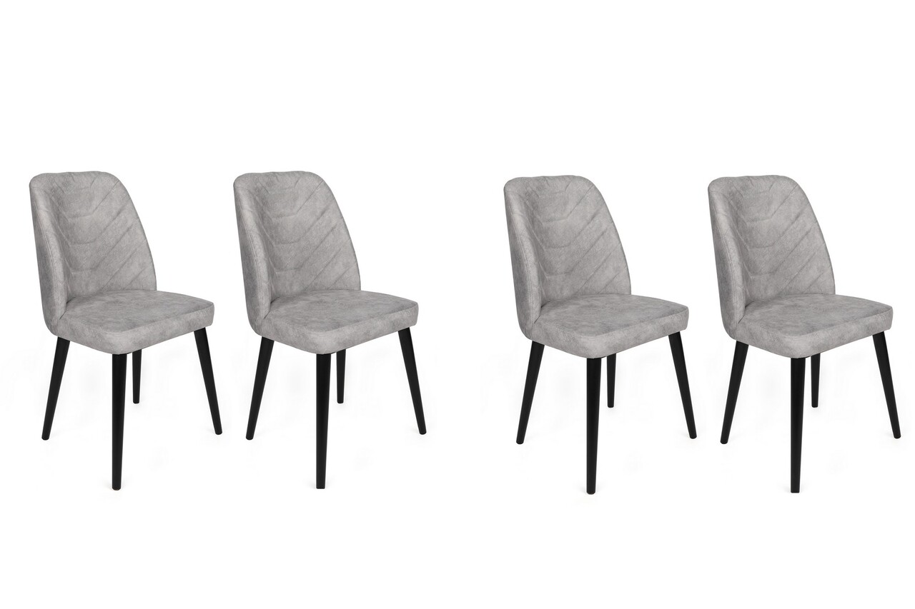 Set de scaune, Nmobb, Dallas-524 V4, Metal, Gri/Negru