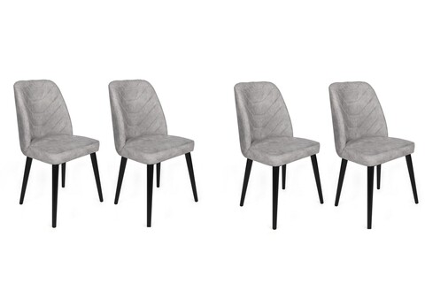 Set scaune 4 piese, Nmobb, Dallas-524 V4, Metal, Gri/Negru