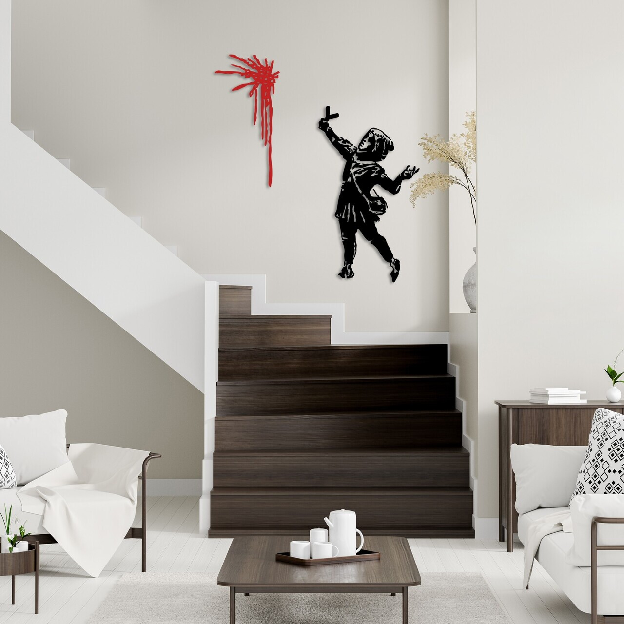 Decoratiune de perete, Banksy Metal 09, Metal, (Grosime: 1,5 mm), Negru — imaginea 4