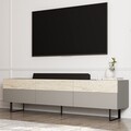 Comoda TV, Inarch, Sign, Gri / Travertin