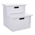 Scaun tip treapta, Melina, Creaciones Meng, 34x34x34 cm, 2 sertare, lemn de paulownia, alb