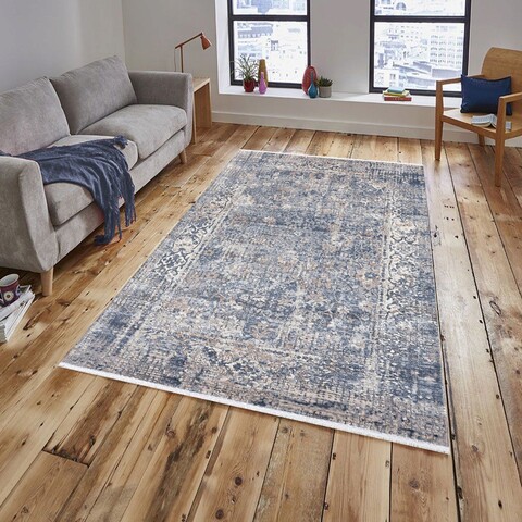 Covor, 8899, 150×230 cm, Polipropilena, Gri/Albastru mezoni.ro
