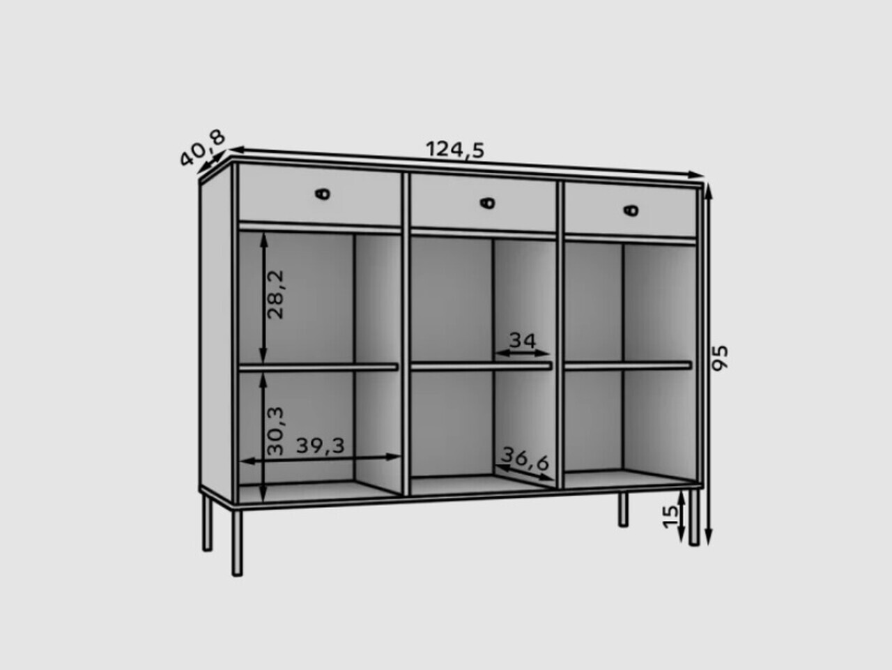 Comoda ADRK, Tili 3D 3S, 124.5x40.8x95 cm, PAL laminat, verde eucalipt — imaginea 8