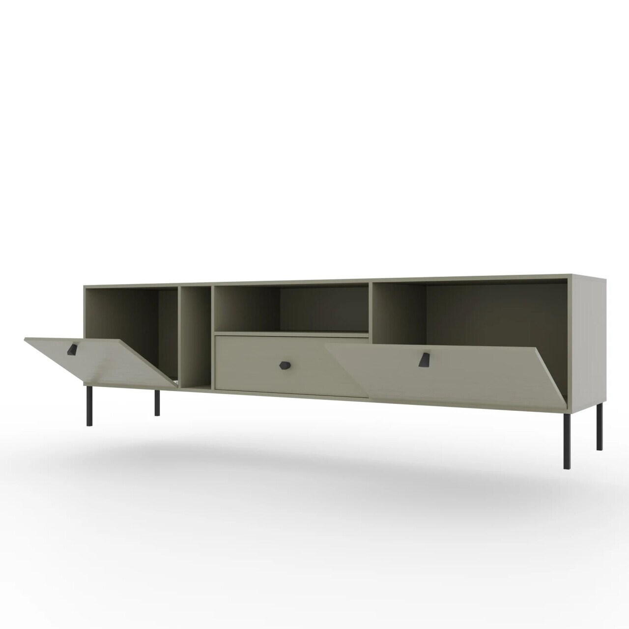 Comoda TV ADRK, Tili 2D 1S, 180x40.8x50 cm, PAL laminat, verde eucalipt — imaginea 3