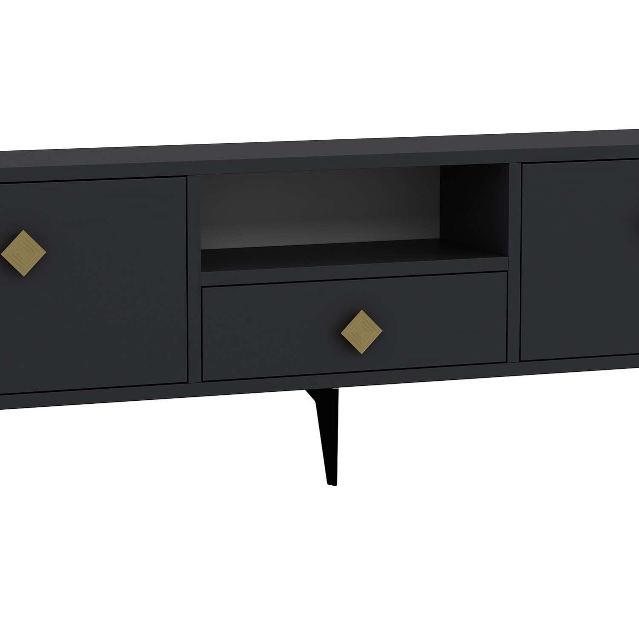 Comoda TV, Hanah Home, 1304-DROP-1, 140x49x30 cm, PAL , Antracit / Aur - view 6