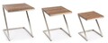 Set 3 masute de cafea Osbert, Bizzotto, 45x45x53 cm, inox/lemn de salcam
