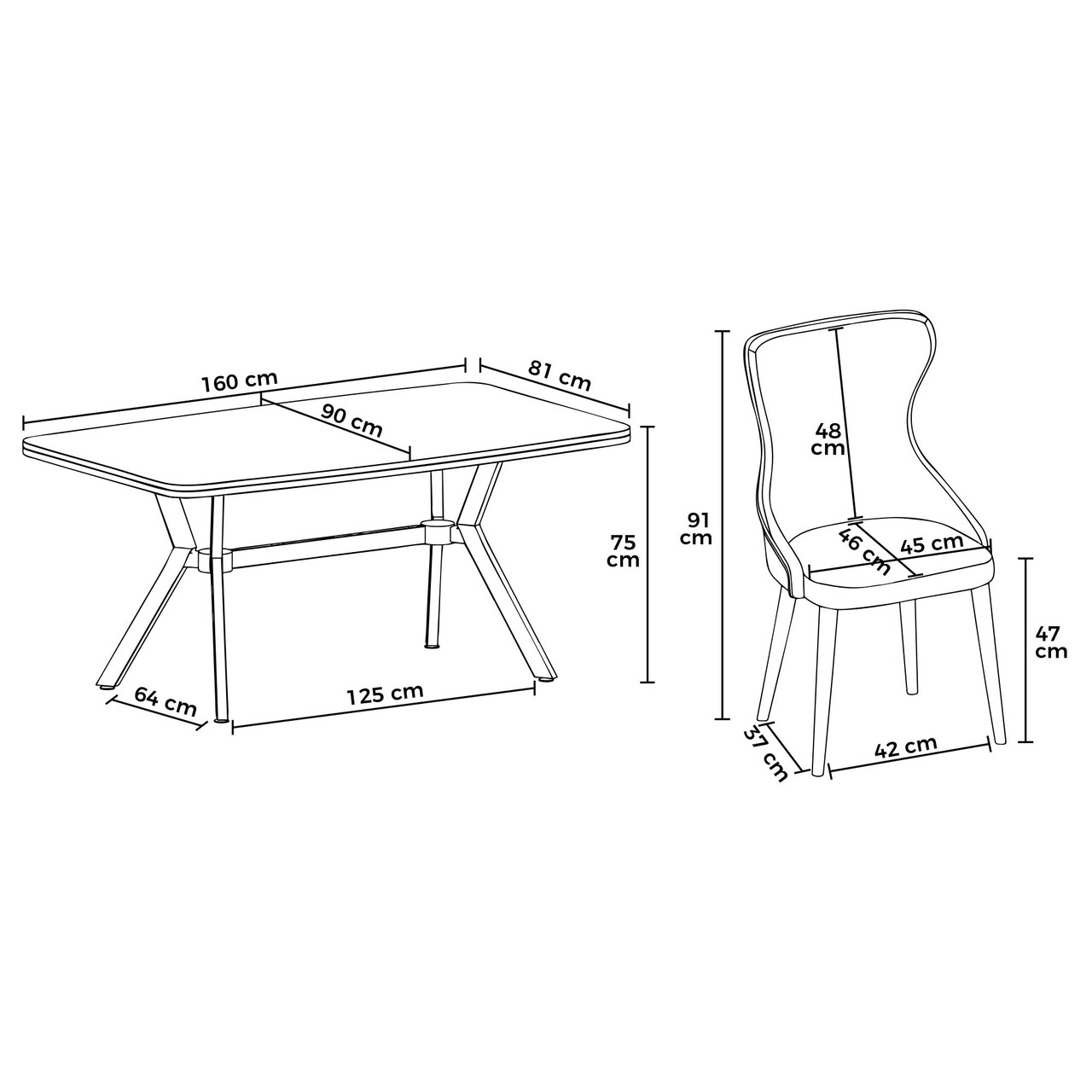 Set masa extensibila si scaune, Hanah Home, Esla, Antracit / Aur - view 3