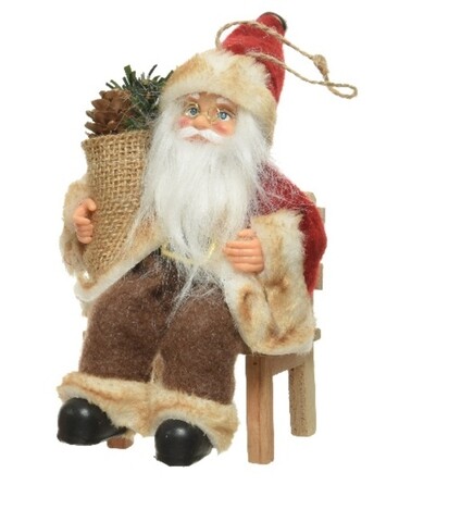 Glob santa sitting on a bench, decoris, 9x5x15 cm, pasla, multicolor