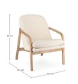 Fotoliu Elaide Pure, Bizzotto, 65.5 x 74.5 x 82 cm, lemn de pin/arbore de cauciuc/poliester