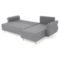 Coltar extensibil cu lada si sezlong interschimbabil, Lecce, L.230 l.76/140 H.90, stofa, gri deschis