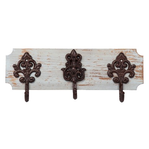 Cuier Shane Antique, Creaciones Meng, 40x2x13 cm, 3 agatatori, lemn/fier