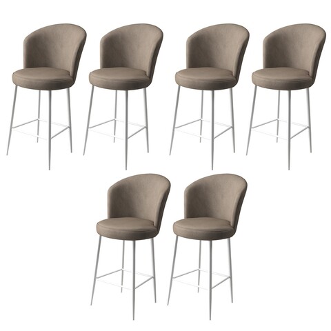 Set scaune de bar 6 piese, Charlotte, Fora, Metal, Cappuccino / Alb