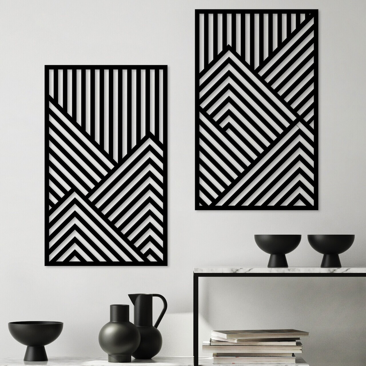 Decoratiune de perete, Vertical Limit, Dimensiune: 70 x 43 cm (2 bucăți), Negru — imaginea 2