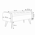 Bancheta cu spatiu pentru depozitare Venlo, Homla, 96x39x45 cm, catifea din poliester/metal/MDF, verde/negru