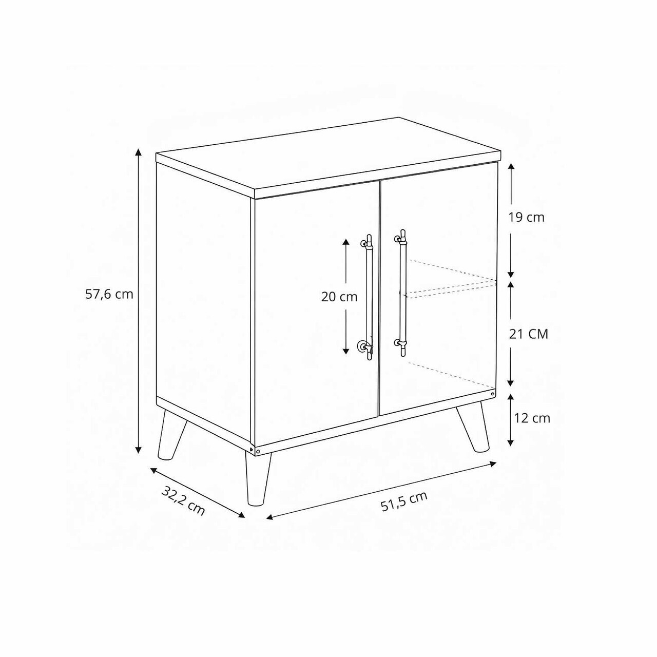 Noptiera, Hanah Home, Lumen, 51.5x57.6x32.2 cm, Pin Atlantic / Alb — imaginea 4