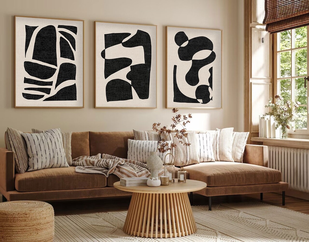 Set 3 tablouri decorative Huhu201 Cadru: 100% LEMN MASIV (Grosime: 25 cm) Multicolor