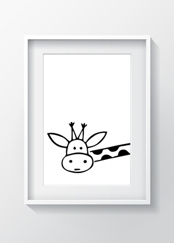 Tablou decorativ Minimal Giraffe, Oyo Kids, 29×24 cm, lemn/MDF, multicolor 29x24