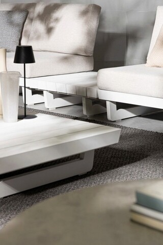 Fotoliu modular pentru gradina/terasa Infinity, Bizzotto, 70 x 87 x 80 cm, aluminiu/tesatura ofelin, alb