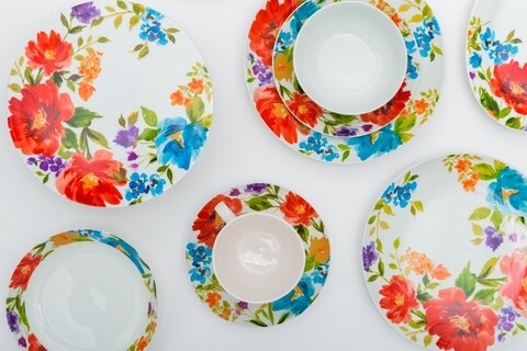 Serviciu de masa 12 piese Frida Floral, Sabichi, portelan, multicolor