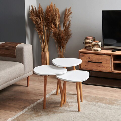 Set masute 3 piese, tuvalle, tuvalle 051, mdf , alb