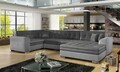Coltar extensibil dreapta 5 locuri ELTAP, Damario, 338x189x78 cm, lemn/poliester, gri inchis/gri deschis
