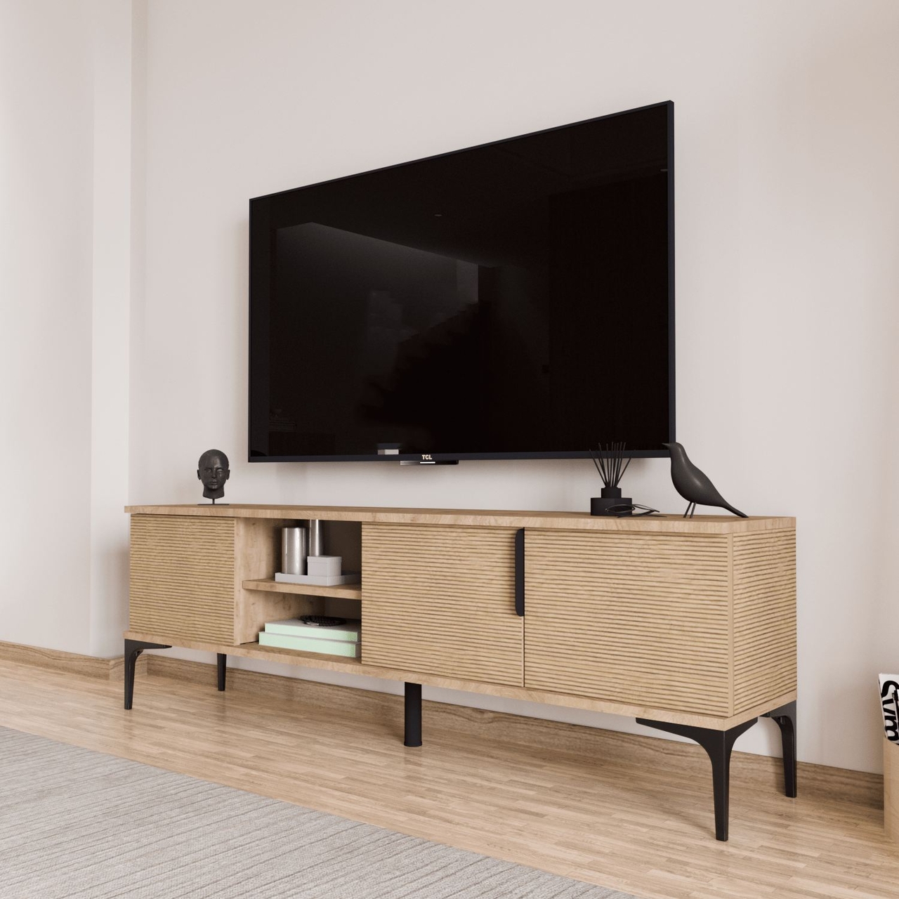 Comoda TV, Hanah Home, Tarz, 180x49x33 cm, Stejar - view 3
