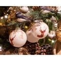 Set 3 globuri Reindeer wool white, Decoris, Ø8 cm, sticla, alb