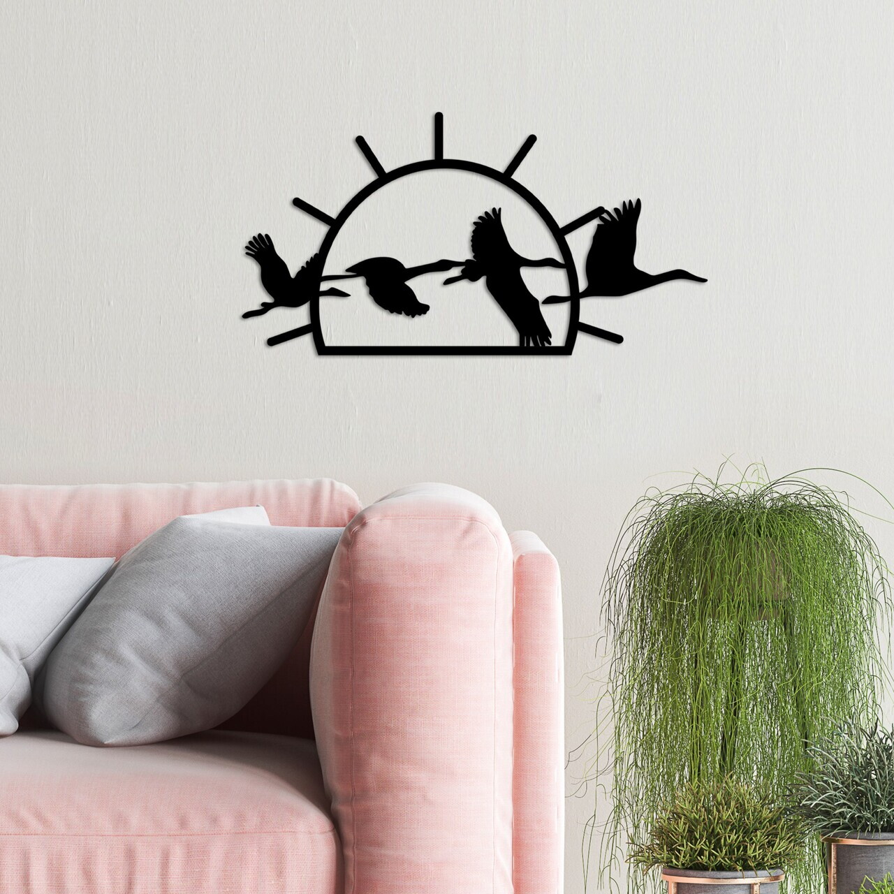 Decoratiune de perete, Migrant Birds, Dimensiune: 50 x 26 cm, Negru — imaginea 2