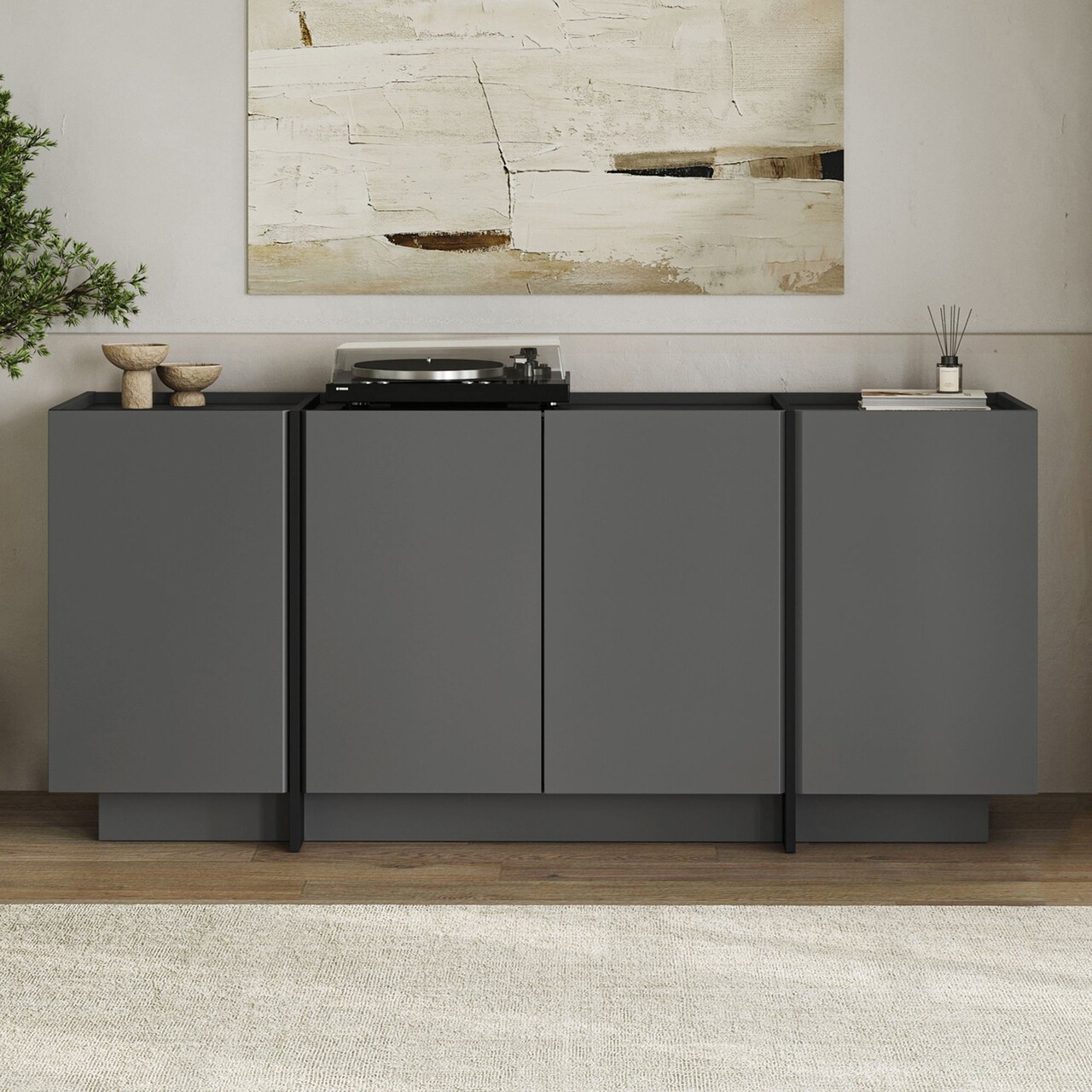 Consola, Nordure, Dorma, 180x80x45 cm, Antracit / Negru - imagine 2