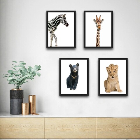 Set 4 tablouri decorative, Cute Animals Set, PAL, Hartie, Multicolor Bystag