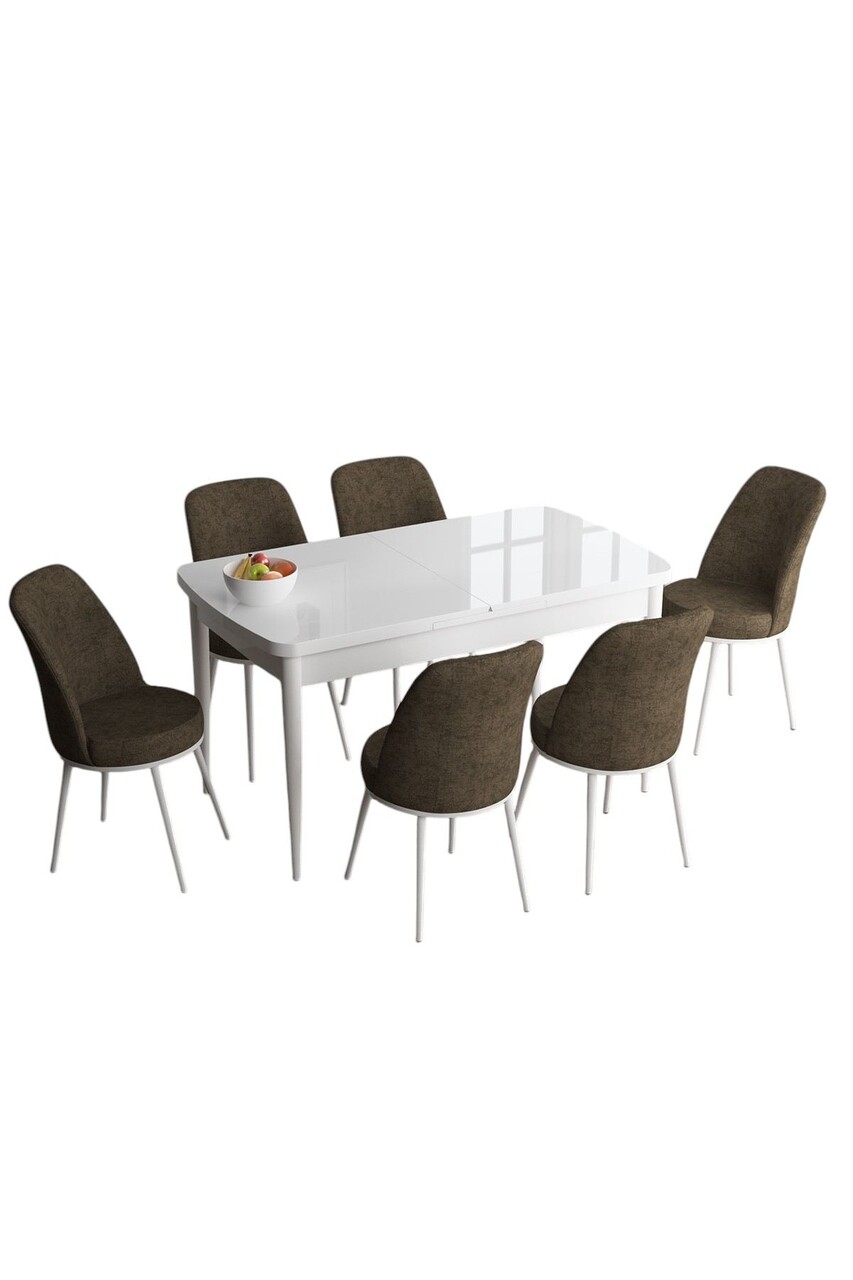 Set masa extensibila si scaune, Hanah Home, Han, Alb/Maro - view 2