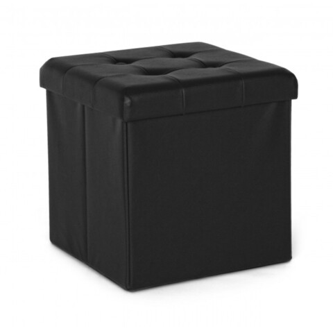 Taburet cu spatiu pentru depozitare, Magda, Bizzotto, 38x38x38 cm, MDF/PVC, negru 38x38x38 imagine model 2022