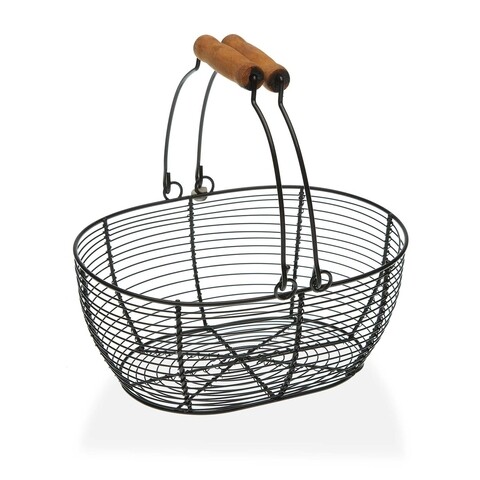 Cos pentru fructe oval, versa, 23.5 x 18 x 9.5 cm, otel, negru
