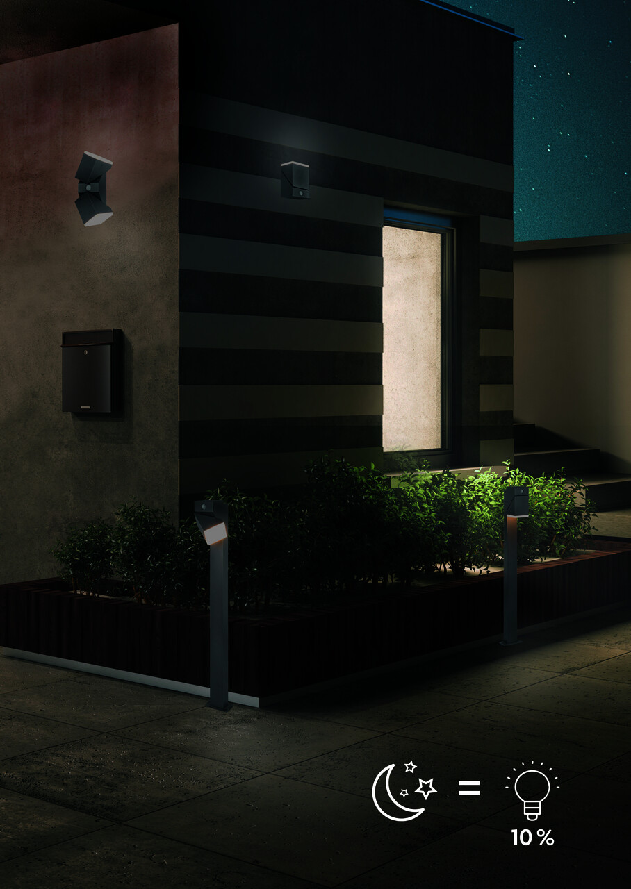 Aplica de perete pentru exterior cu senzor Avon, TRIO, 9x28 cm, 7W, 2x SMD LED, aluminiu turnat, antracit