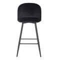 Scaun de bar Inu, Homla, 48x43x99 cm, MDF/metal/catifea din poliester, negru