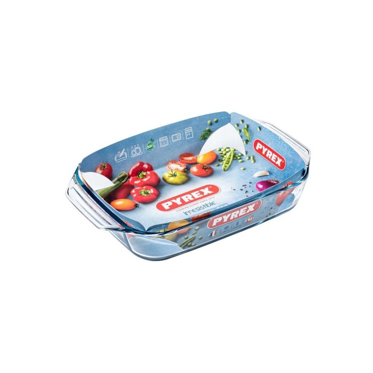 Vas Rectangular, Pyrex Irresistible, 39x25 Cm, 4 L, Sticla Borosilicata