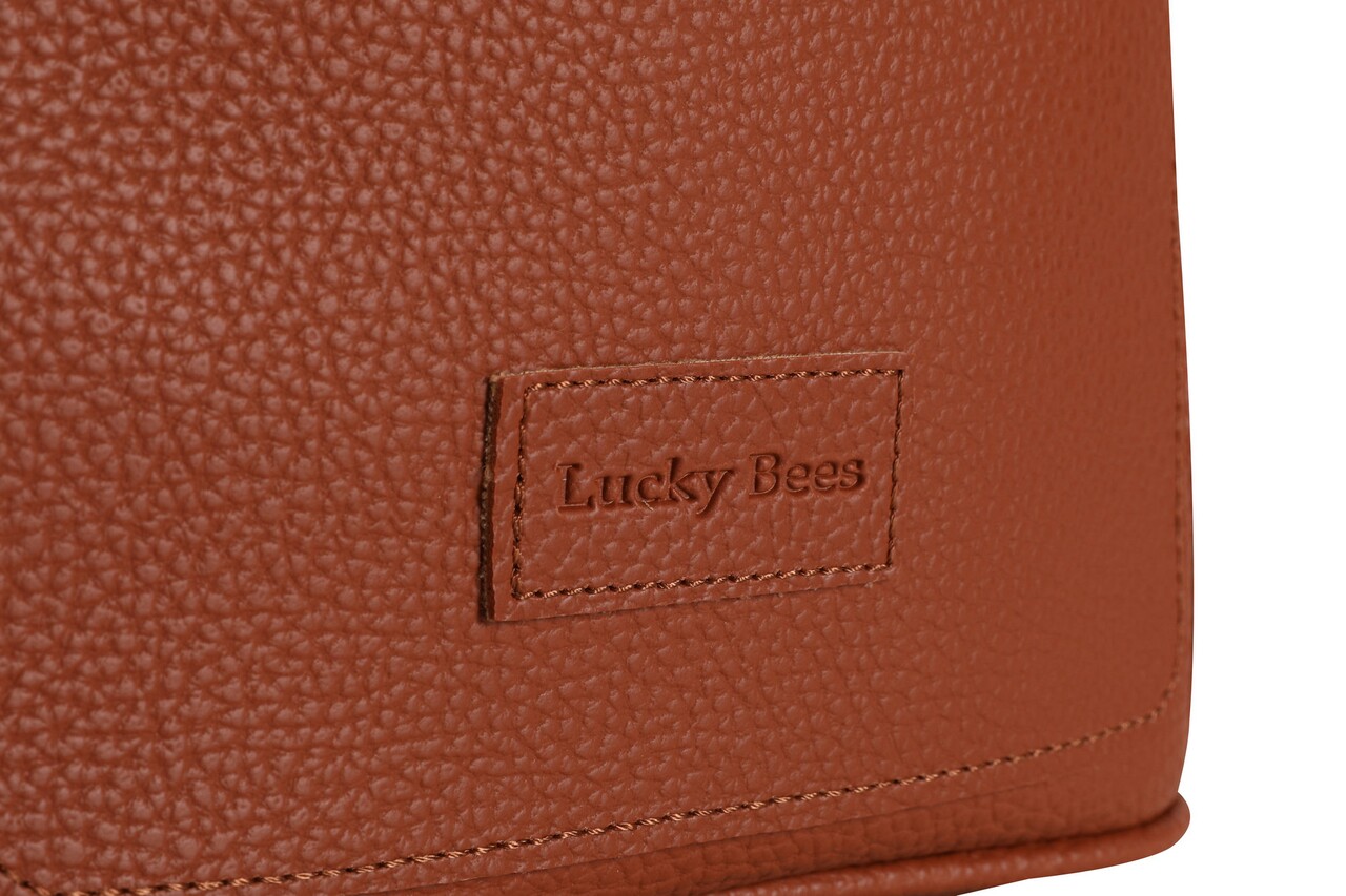 Rucsac, Lucky Bees, 528 Tan, piele ecologica, maro