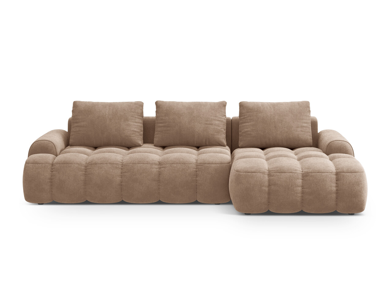 Coltar extensibil dreapta 3 locuri, Linz, Cosmopolitan Design, 275x142x84 cm, catifea, bej inchis