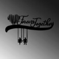 Decoratiune de perete, Forever Together, Metal, Dimensiune: 69 x 44 cm, Negru